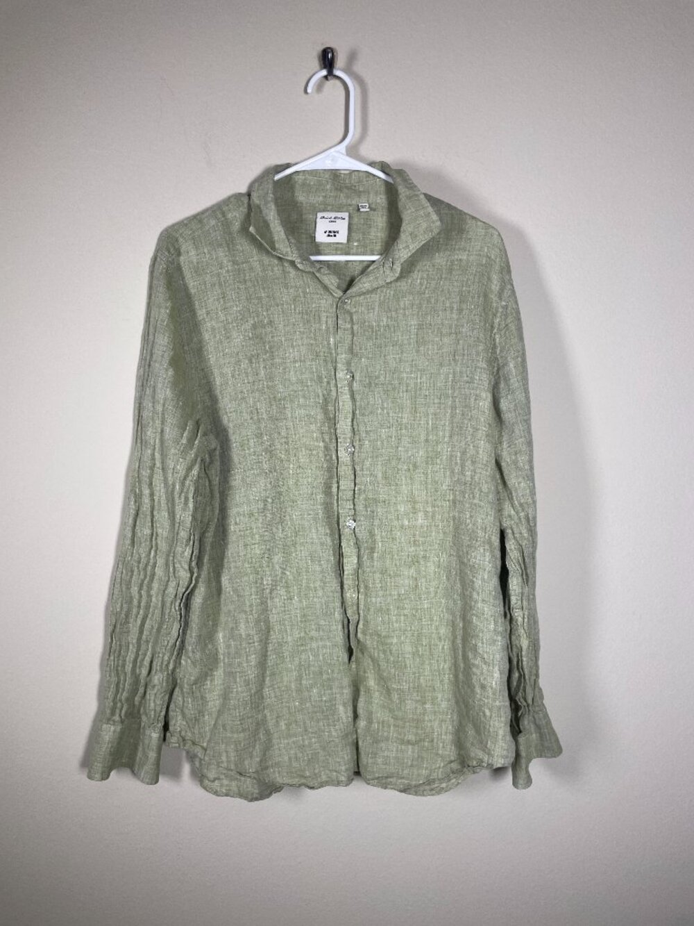 Barid McNutt 100% Linen Shirt Men's Slim Fit Green XL Murano Long Sleeve!